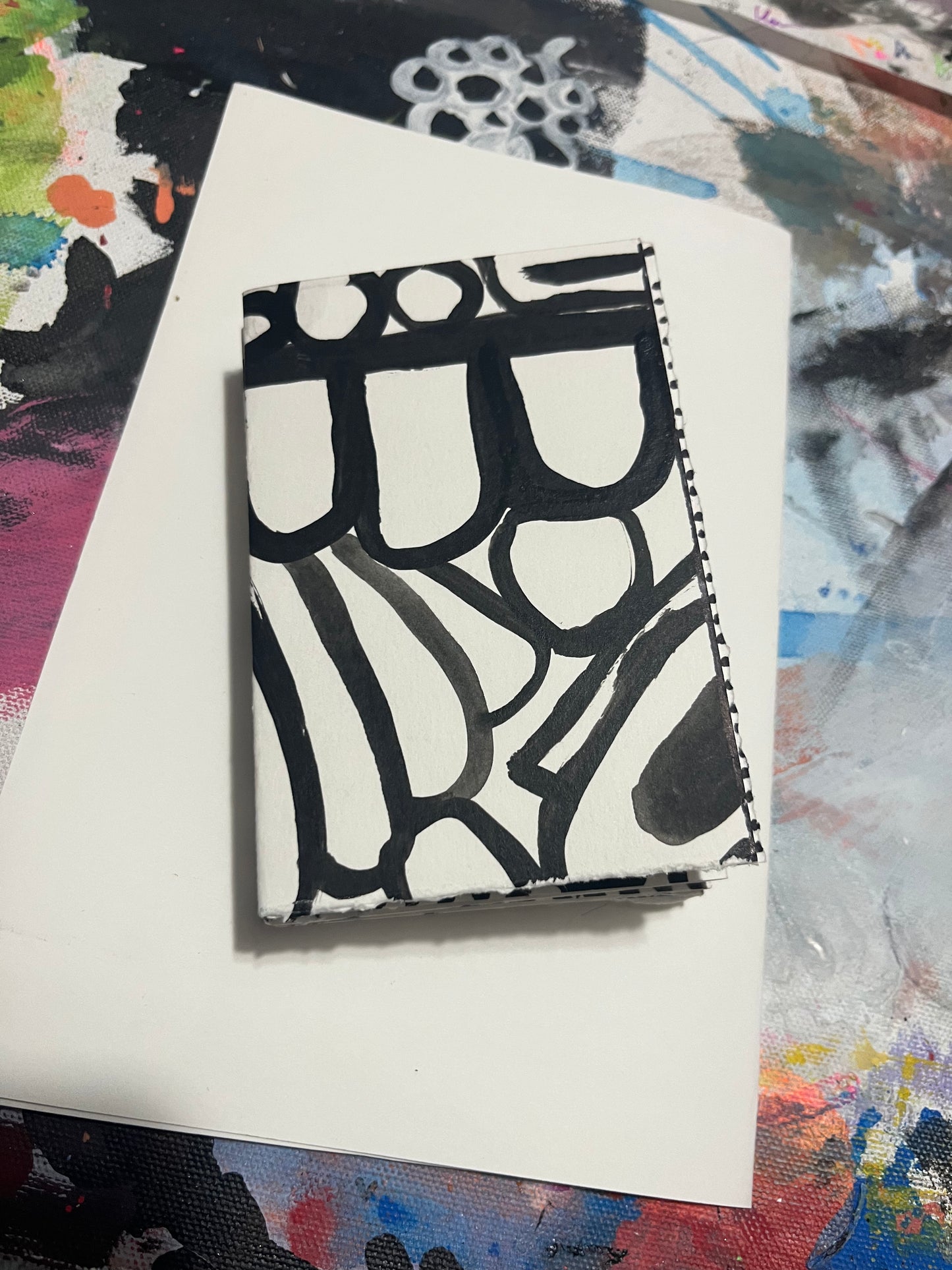 Inky glue bound chunky accordion style Journal