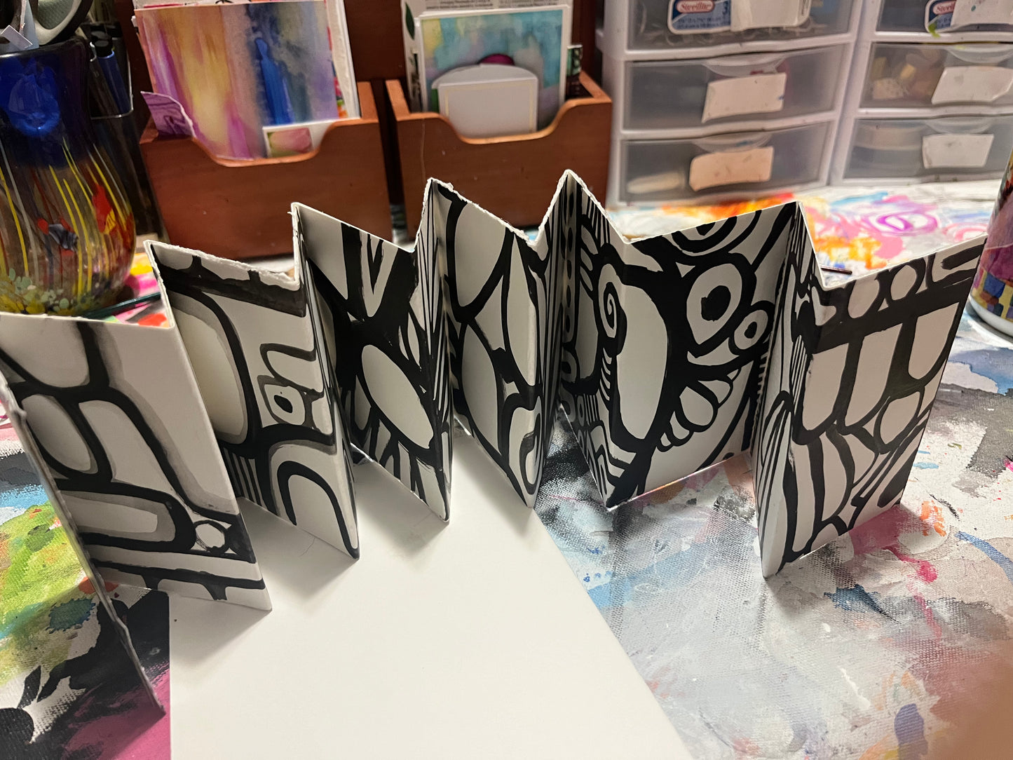 Inky glue bound chunky accordion style Journal