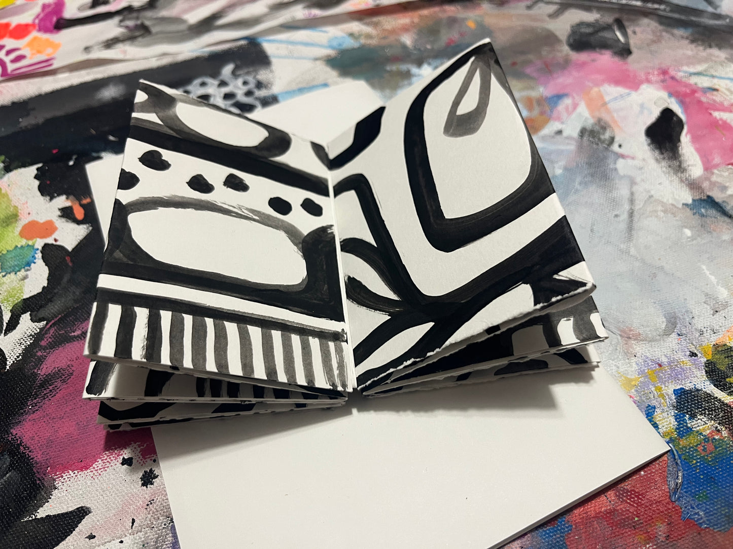 Inky glue bound chunky accordion style Journal