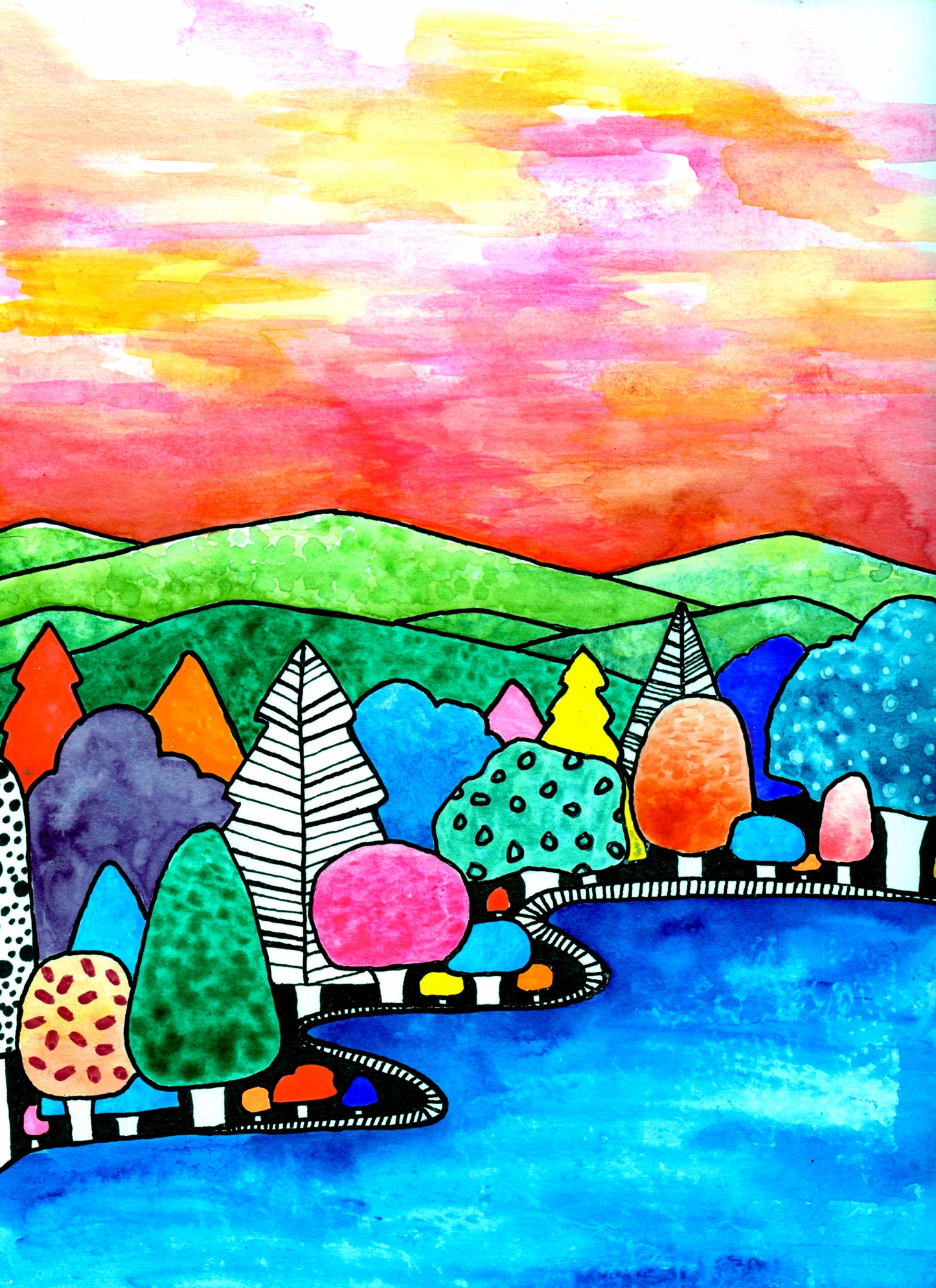 Happy Landscapes 5 x 7 card set of 4